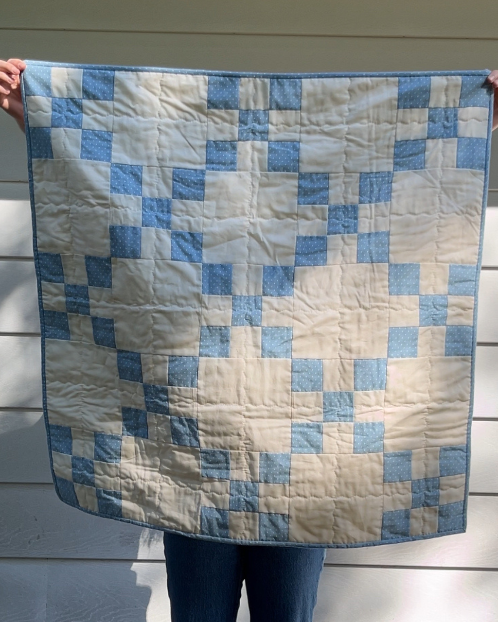 Cottage Blue Hearts Heirloom Quilt