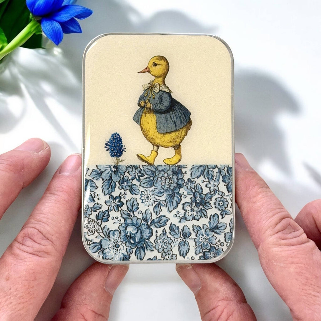 Duck and Flower Heirloom Notions Tin
