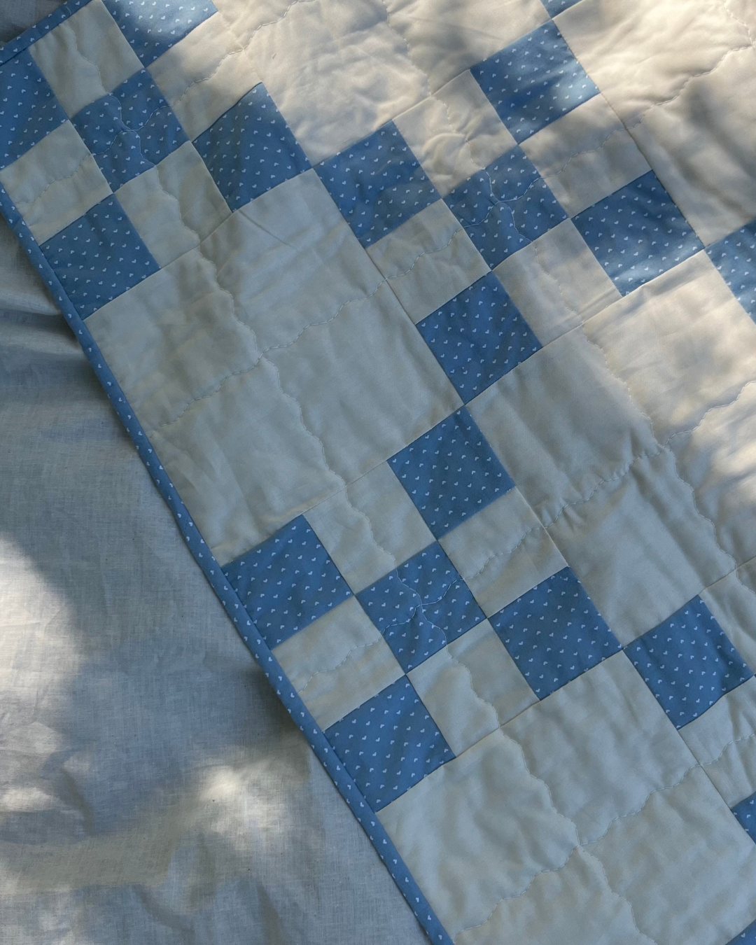 Cottage Blue Hearts Heirloom Quilt