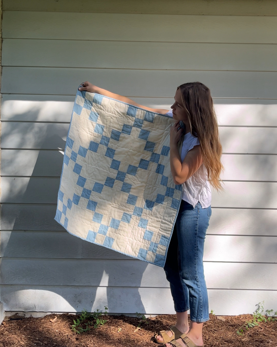 Cottage Blue Hearts Heirloom Quilt