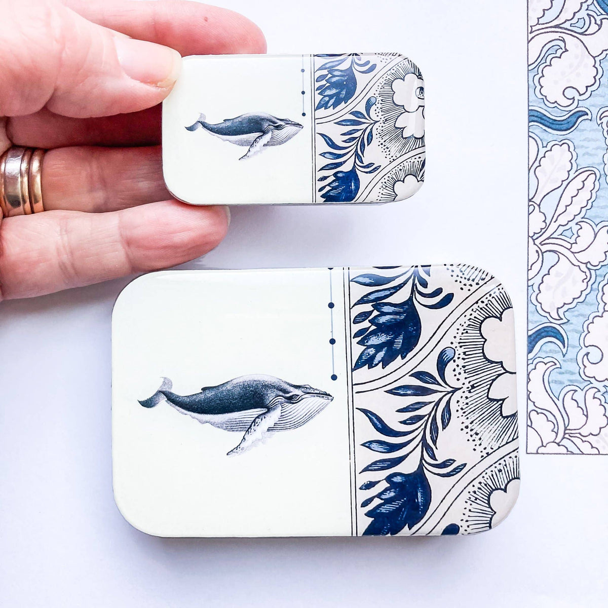 Whale Deco Heirloom Notions Tin